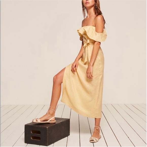 Reformation 100% linen dress in buttercream NWT - Picture 1 of 7